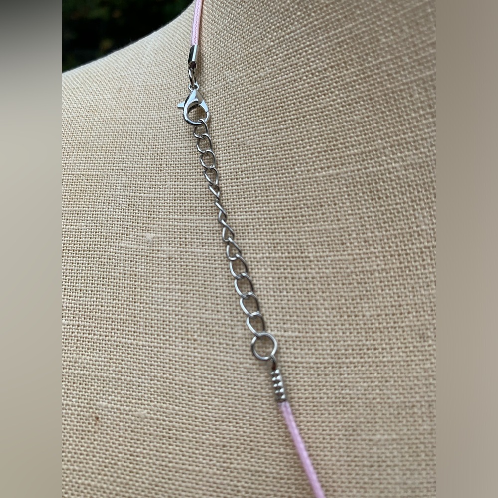 Handmade Periwinkle Crystal Amulet Necklace & Cherry Blossom 🌸 Flower Charm - Picture 5 of 7